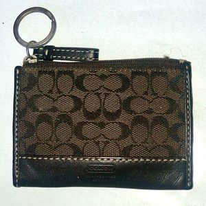 Coach Mini Skinny Id Case Brown Signature Canvas